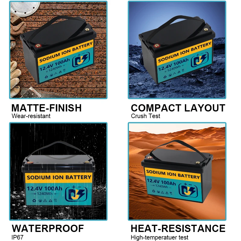 12V 100Ah High Quality Sodium Ion Deep Cycle Batteries Pack with Smart BMS for Solar RV Marine Camper Van