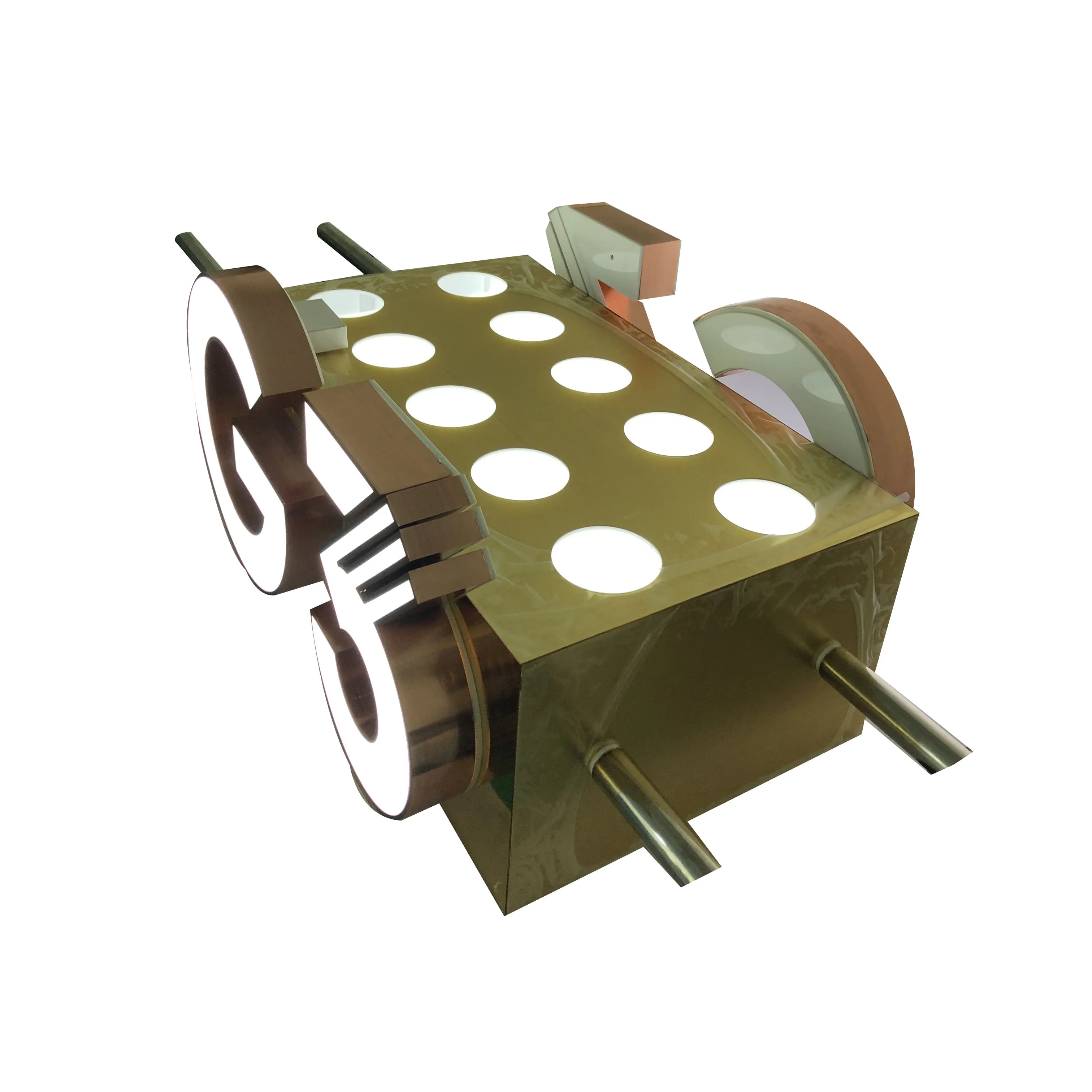 Stainless steel metal glorifier presenter for whiskey brandy 10 bottles chariot