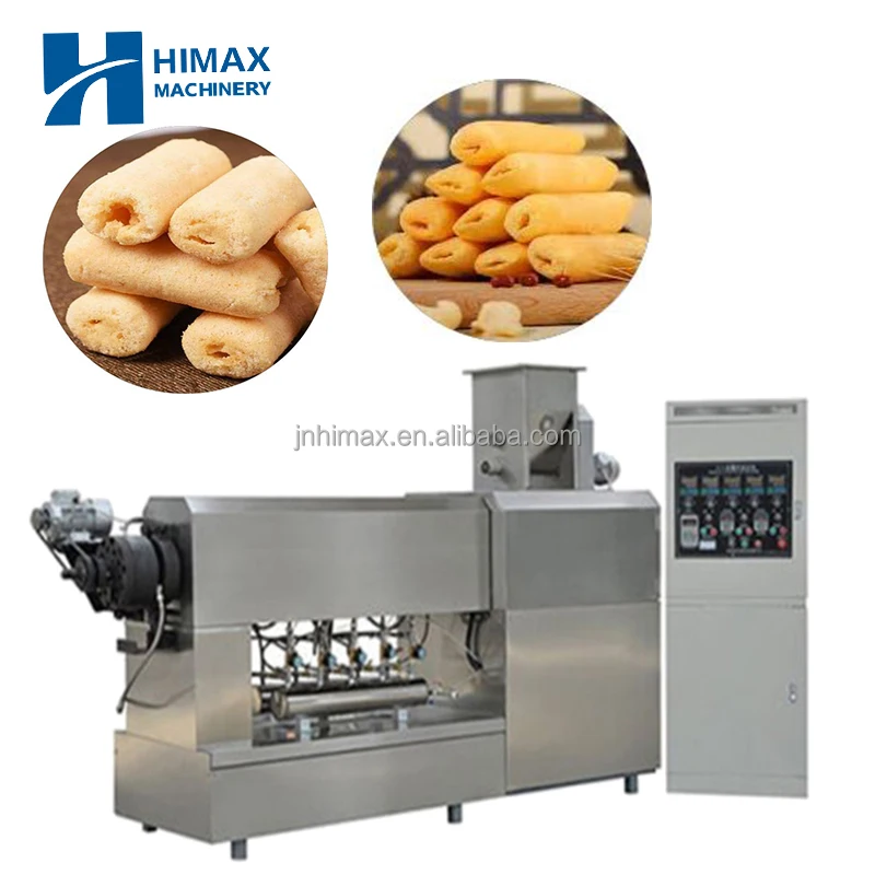 Commercial twin screw extruder corn snack food making machine core filling snack food production line