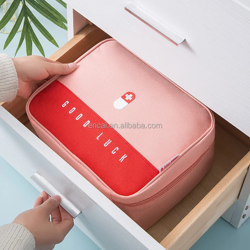 First Aid Bag Medication Organizer Emergency Empty Pouch Carrier Travel Medicine Pill Case with Handle Medical Embroidered Bags