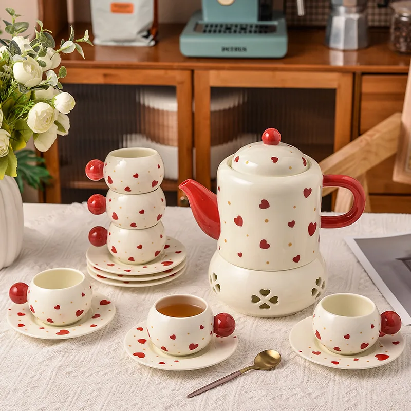 Personality Design Ceramic Tea Cup Set Vintage Porcelain Teapot Cute Turkish Ceramic Tea Set For Afternoon