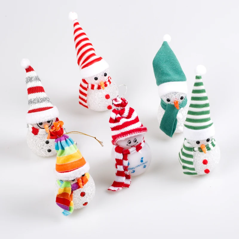 2020 New Custom Christmas Toy Promotion Gift Luminous Christmas Tree Ornaments Led Lights Snowman Decoration