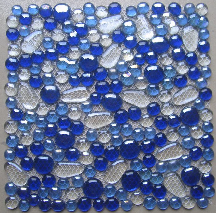 china suppliers whosale irregular shape pebble crystal glass mosaic tile for bathroom