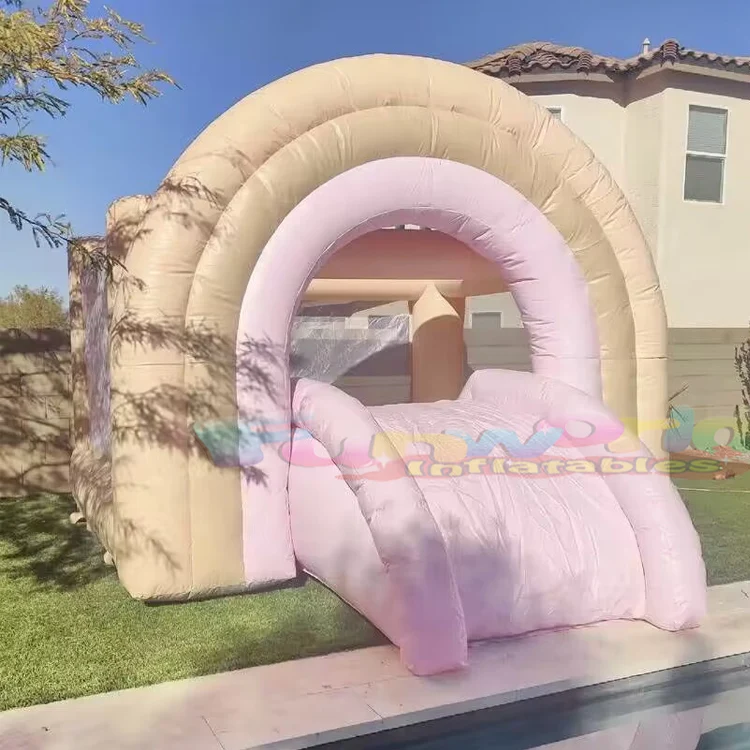 Commercial kids party bouncer jump bouncing castle bouncy house inflatable white combo bounce with slide