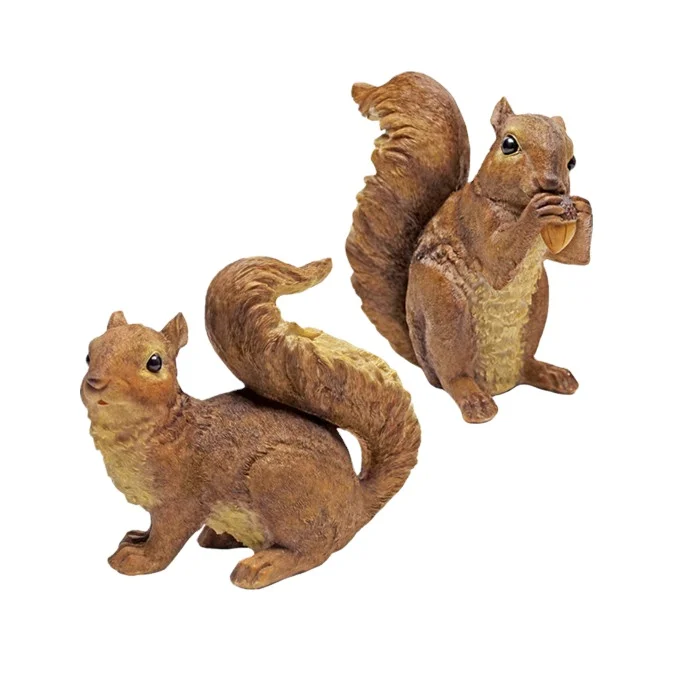 brown simulation resin Squirrel eating chestnut animal statue