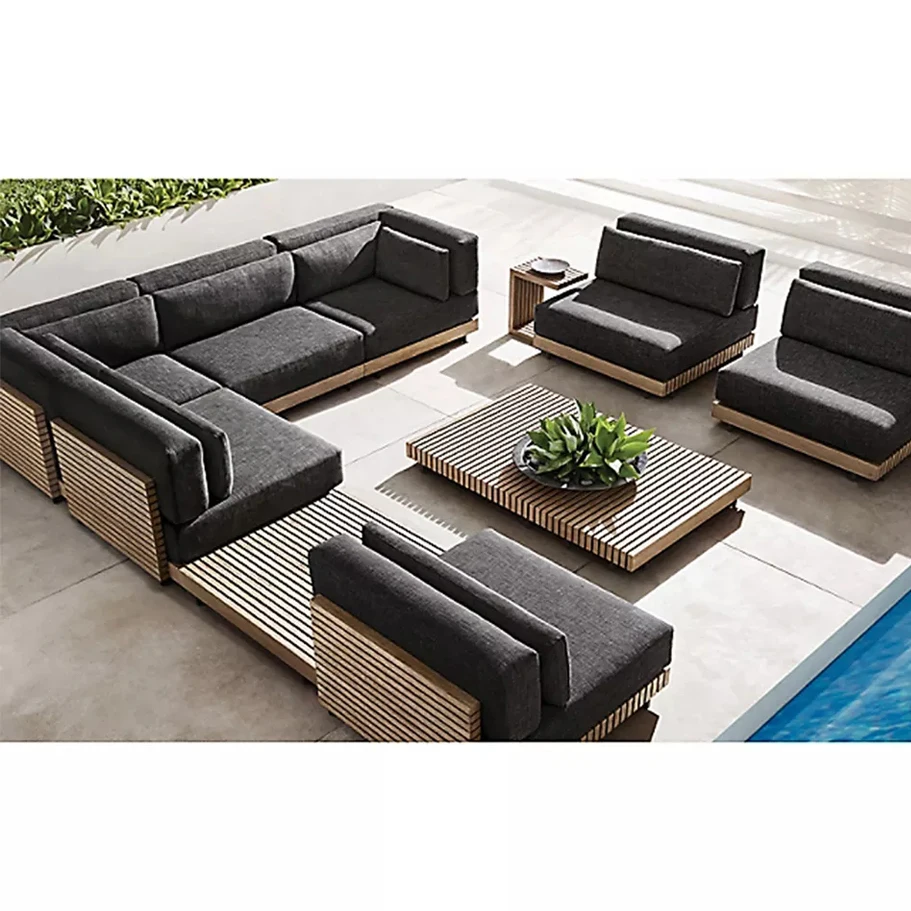 hot sale dubai modern patio furniture outdoor small steel wicker sleeper corner sofa set for garden ready to ship