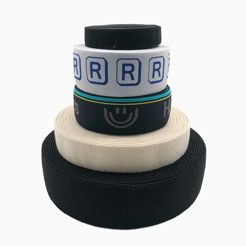 Custom logo printed nylon  Woven Knitted Jacquard Soft Elastic Band For Underwear Boxer Shorts Waistband Belt
