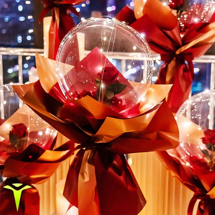 Flower Colourful Led Bobo Balloon Rose Bouquet