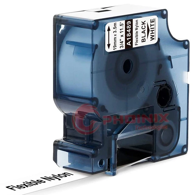 Rhino 18489 Compatible Flexible Nylon Industrial Label Tape 3/4 19mm Cartridge Work with DYMO Rhino 5200 4200 6000 LabelWriter