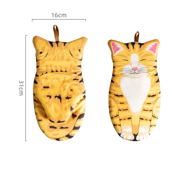 Cartoon Animal Cat Paws Oven Mitts Long Cotton Baking Insulation  Mitts Microwave Heat Resistant Non-Slip Kitchen Mitts