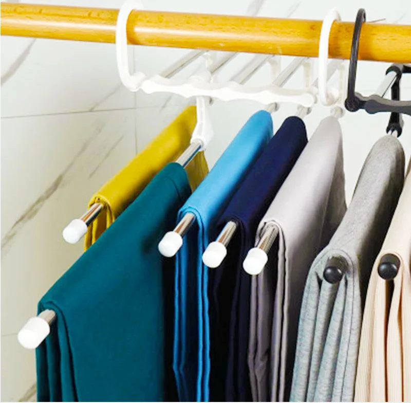 Multi-functional 5 in 1 Trouser Storage Rack Adjustable Pants Tie Storage Shelf Closet Organizer Stainless Steel Clothes Hanger