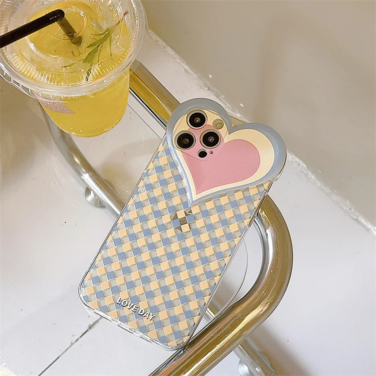 Japanese and Korean style popular big heart transparent phone case for iphone 13 pro for iphone 14