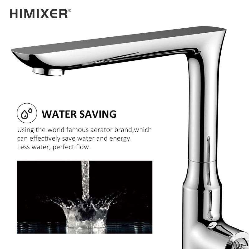 Современный Однорычажный смеситель для горячей и холодной воды Himixer краны с одной ручкой хромированный латунный Смеситель кухонной