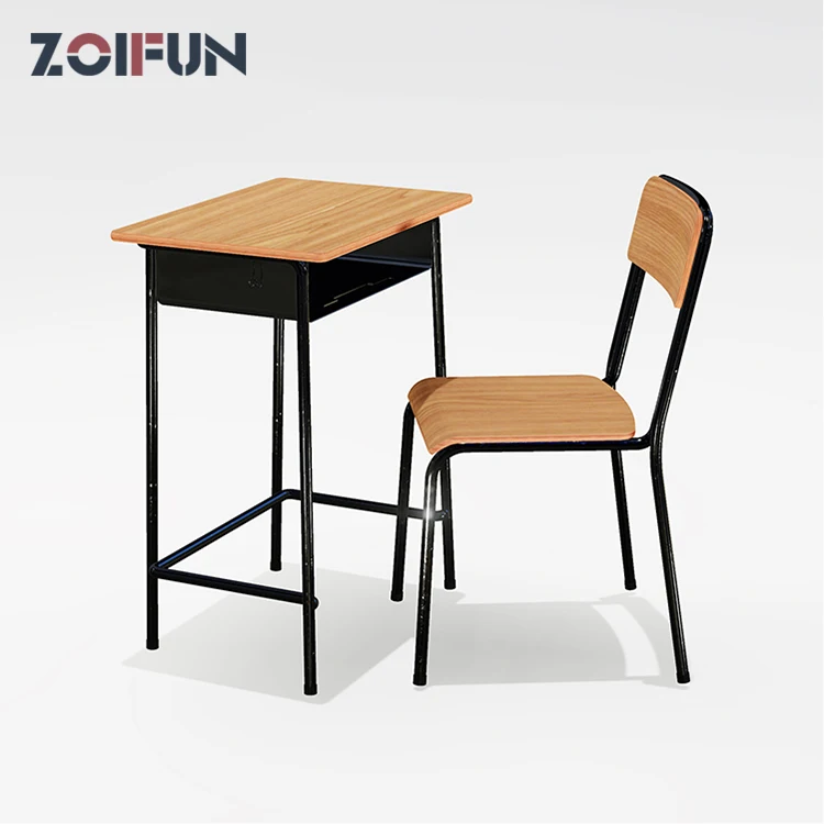 Single Primary School Furniture Student Desk And Chair Classroom Metal School Desk And Chair Set