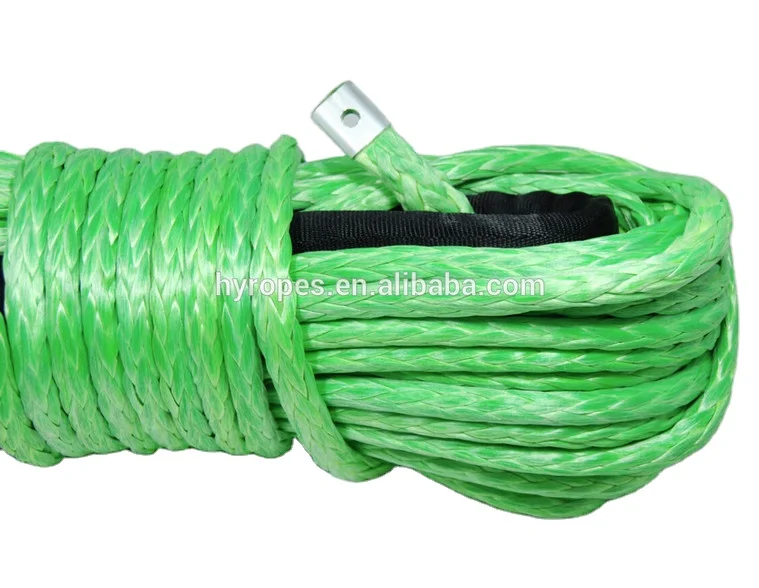 hyropes 10,000LBs Synthetic Winch Line Cable Rope with Black Proteting Sleeve for ATV UTV (Green)