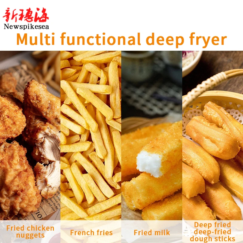 Commercial new oil fryer electric fryer double oil pan chicken fryer 2500W multifunctional French fries