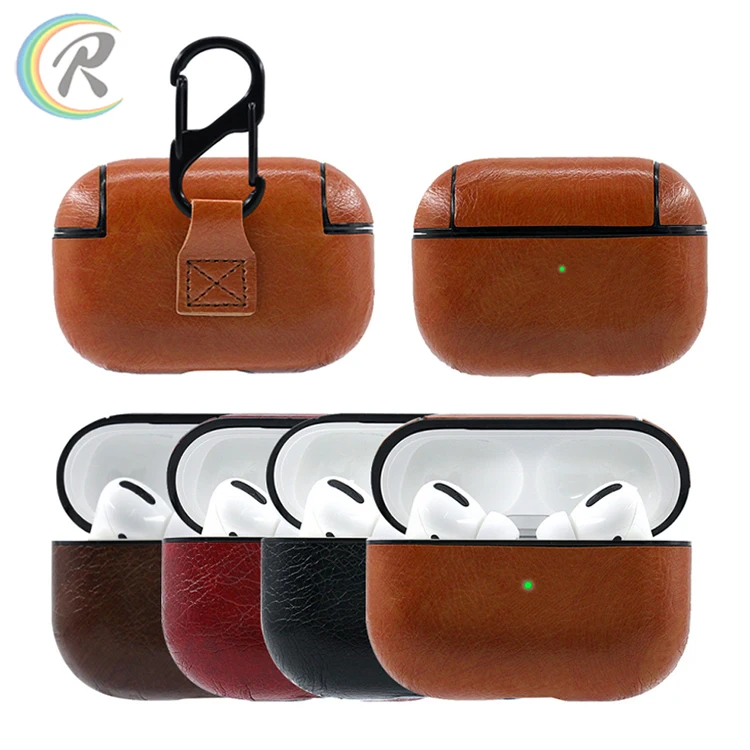 2020 hot for apple airpods pro case PC+leather cover protector earphone 4 colors with box package