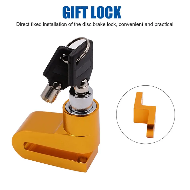 New Waterproof Five-color Motorcycle Zinc Alloy Lock Disk Brake Lock With 2 Keys