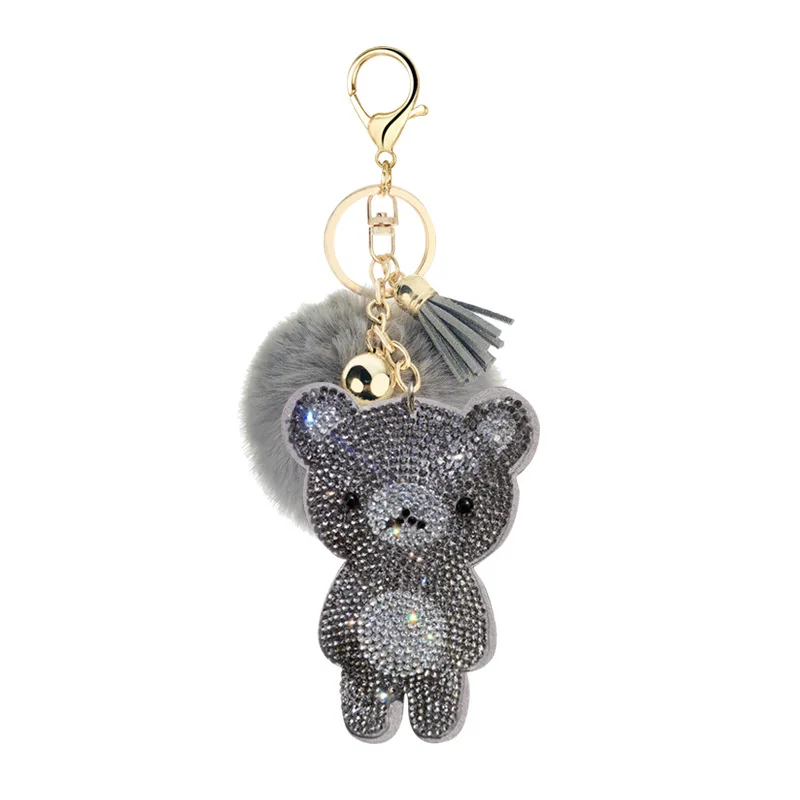 YiWu Wholesale Cute Gift for Children Rhinestone Bear Keychain Cheap Diamond Keychain