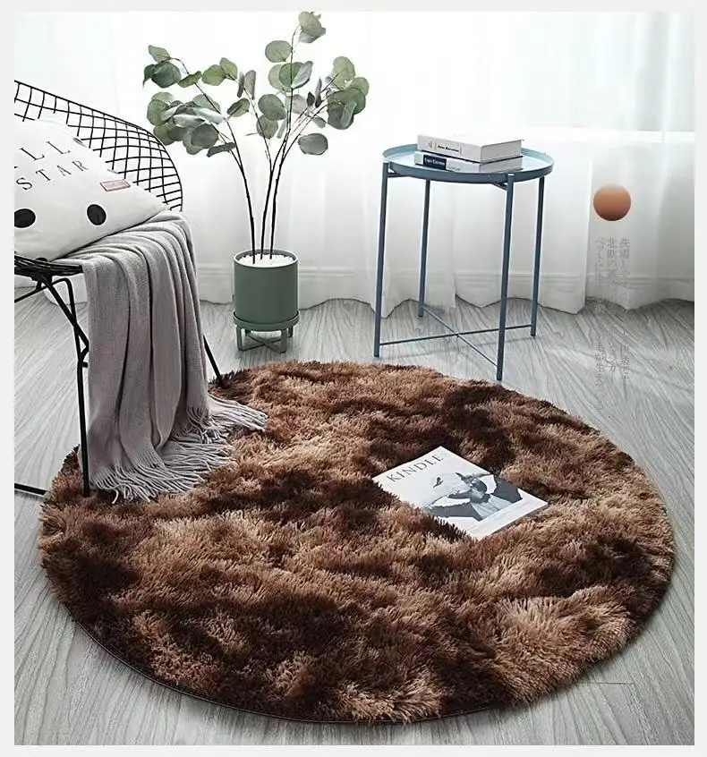 high density long pile Korean Silk shaggy Carpet for living room/doorway round circle carpet