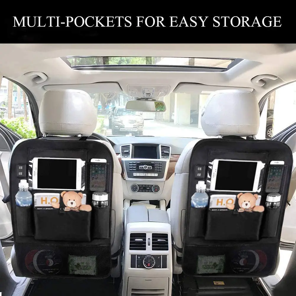 KUYUE Oxford Car Hanging Bag Car Backseat Organizer Oxford Seat Pocket Protector Storage Bag with Tissue Holder Storage Baskets