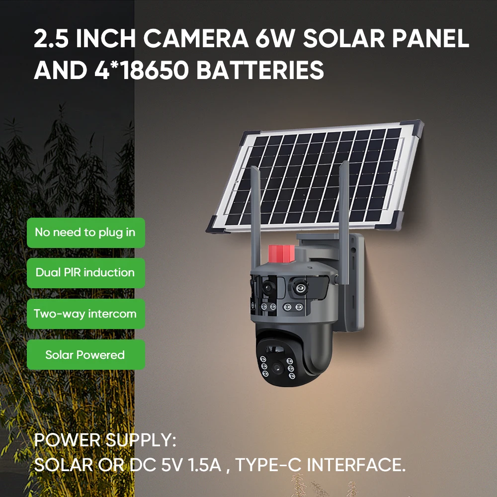 Solar Outdoor Security Camera System 600W Wireless Solar Power Kit Camera With 1 LENS