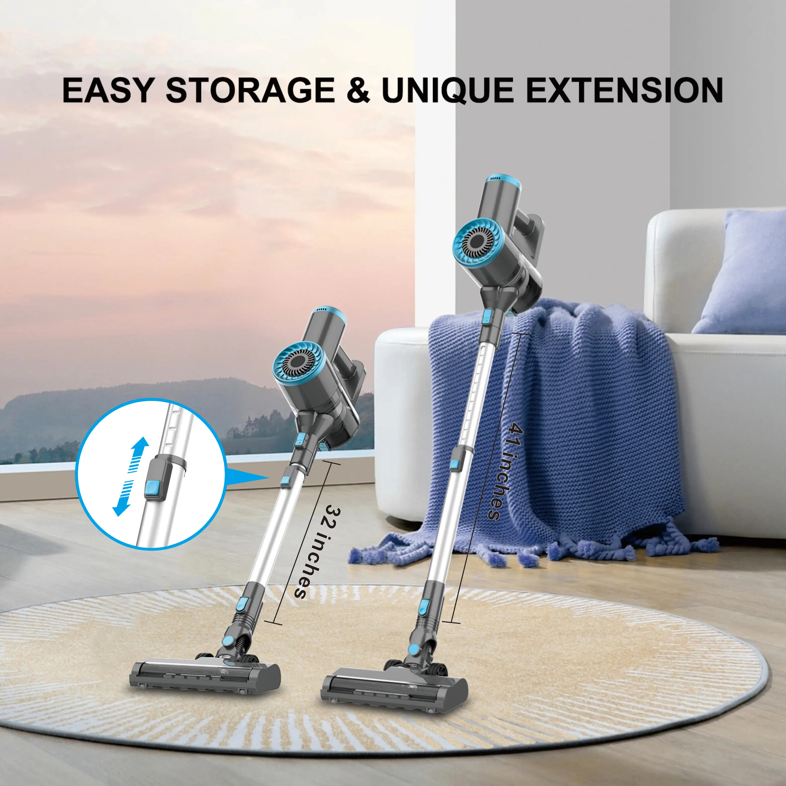 Lightweight Lithium-Ion Cordless Handheld Vacuum Cleaner with 3D Cyclone Filter for Carpet & Car/RV Cleaning Dry Function