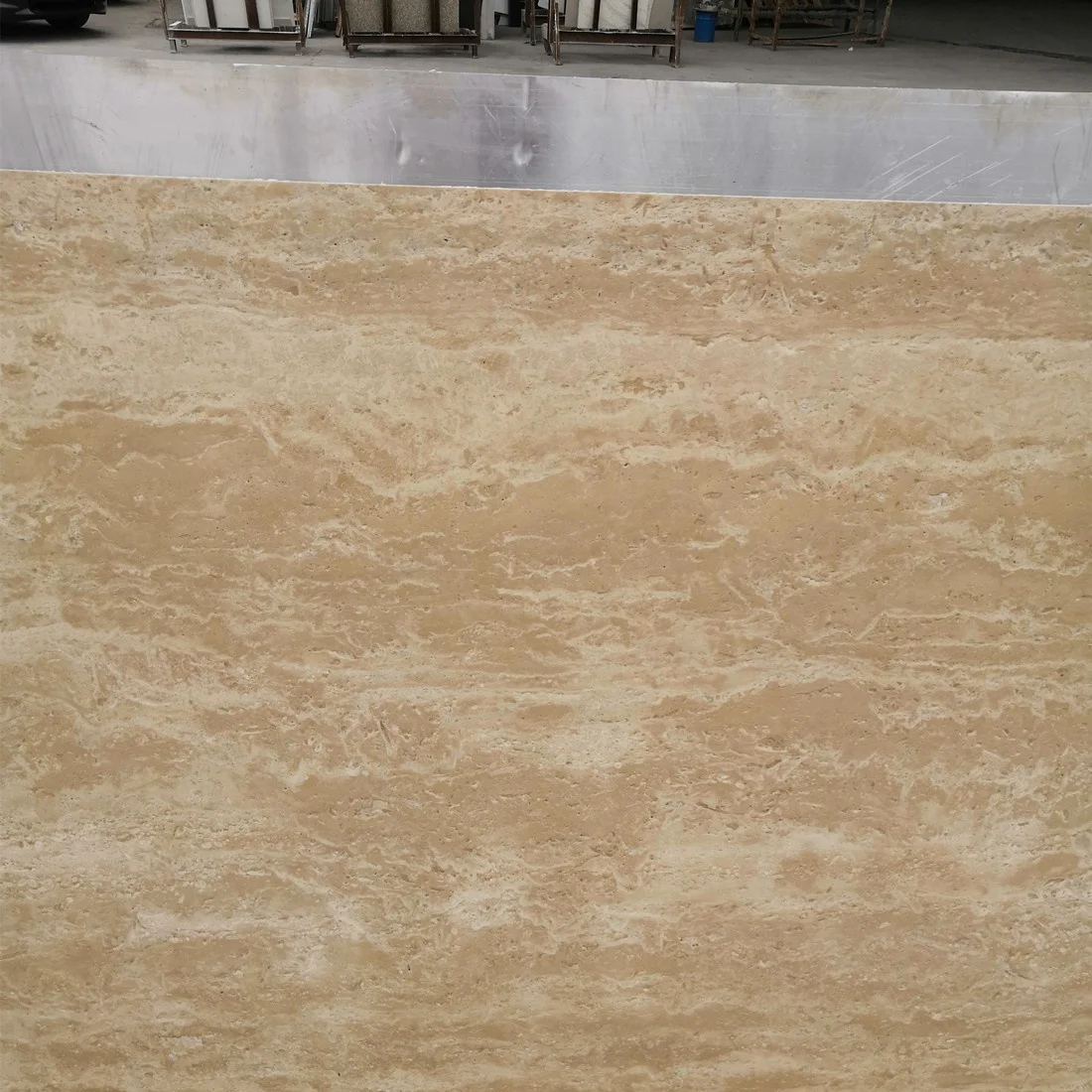 Beige Travertine Tiles Aluminium Honeycomb backed Thin stone veneer Panels for Facade