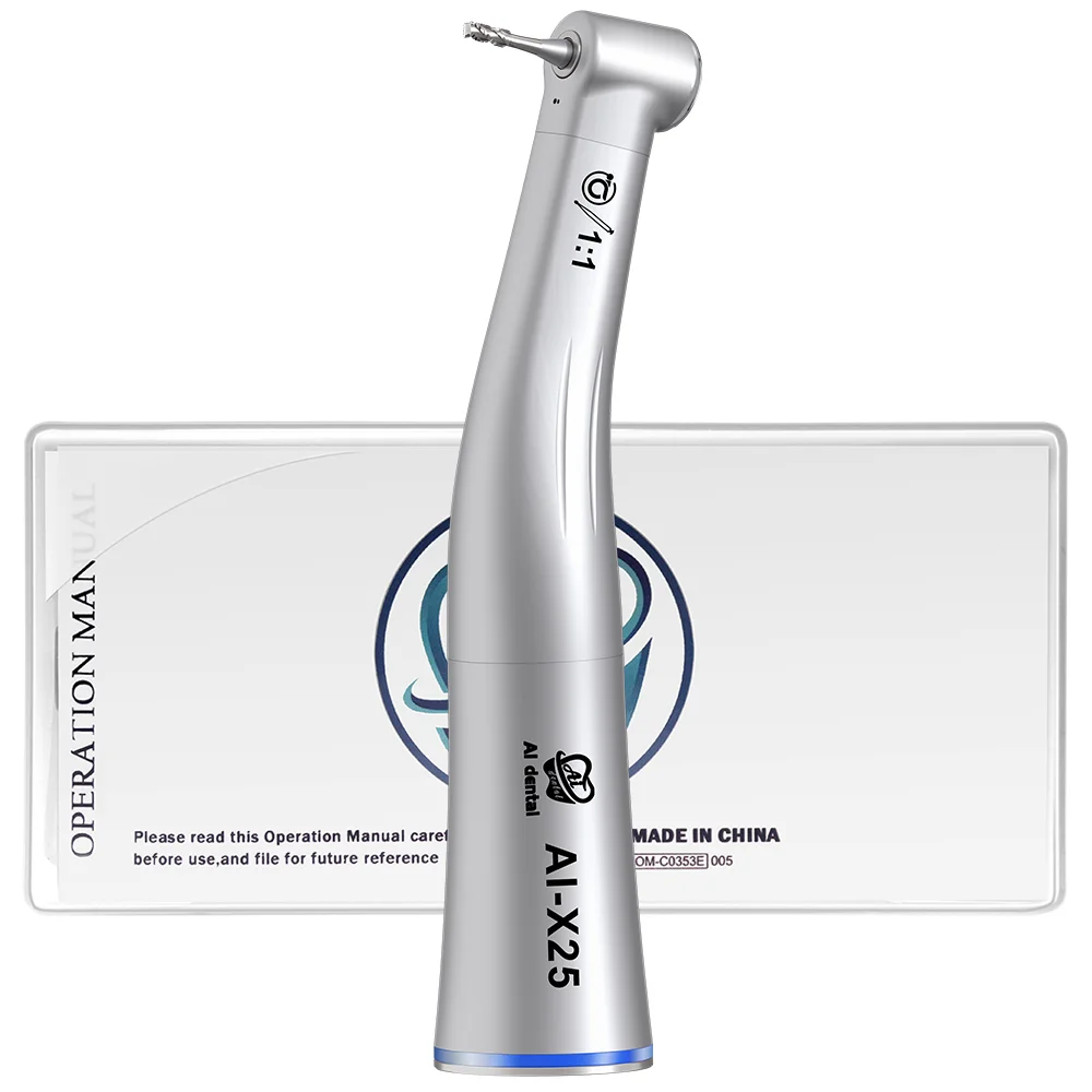 AI-X25 Dental Low Speed Handpiece 1:1 Direct Drive CA burs Contra Angle Handpiece Consumab E-Type Connection for Teeth Polishing