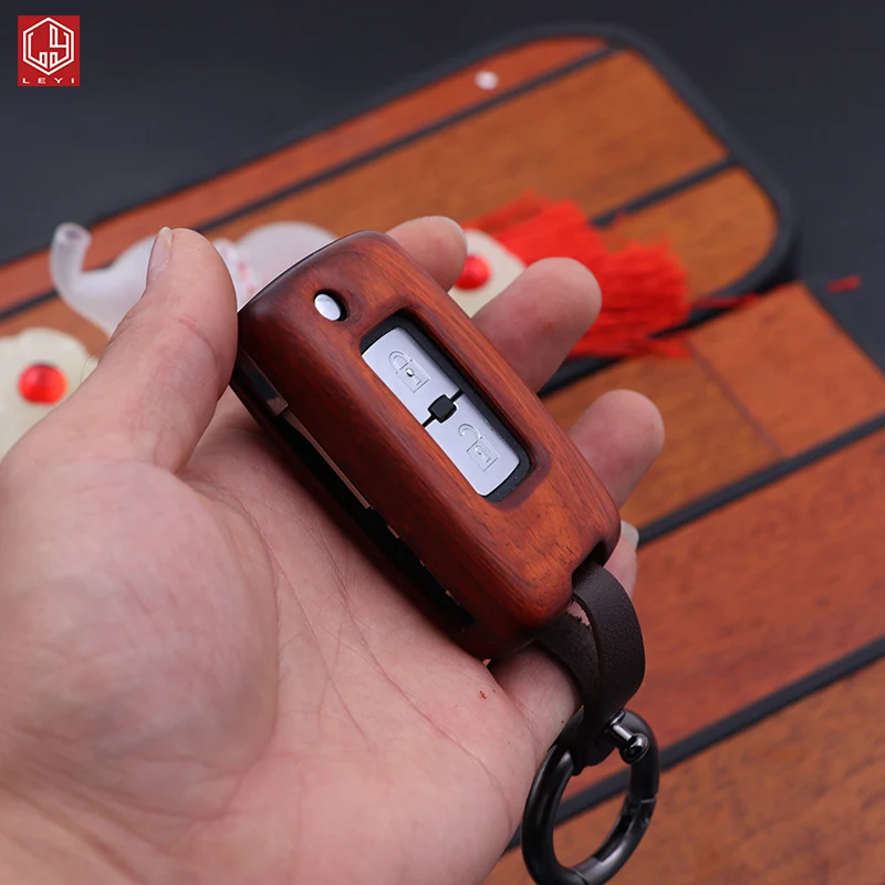 
LEYI Car modification red Sandalwood High quality Auto parts wholesale car Key bag for Pajero V97 v93 V87 