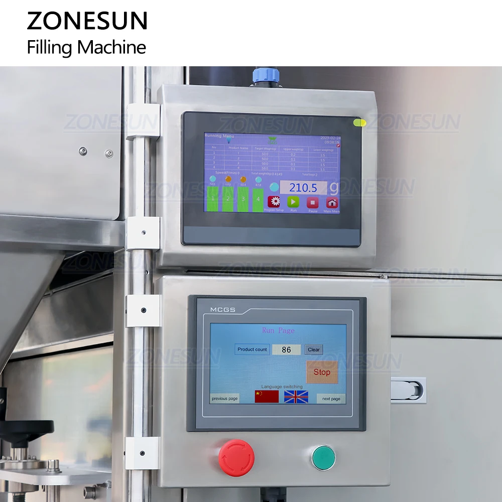 ZONESUN ZS-GW5 Automatic 4 Heads Nuts Beans Grain Granule Particle Bottles Weighing Filling Machine
