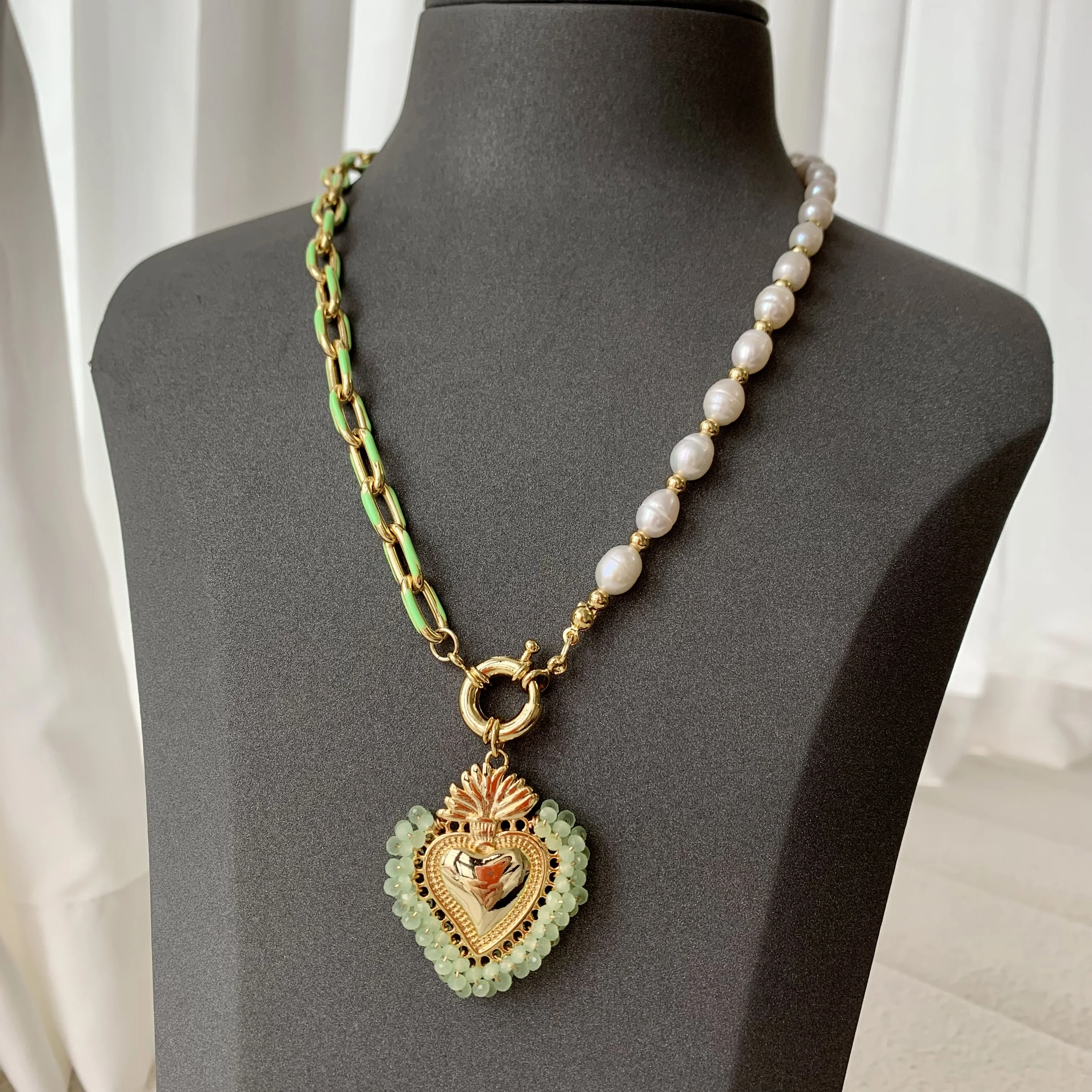 LS-C2717 Exclusive Enamel Chain Necklace Fine Jewelry   Freshwater Pearl Necklace for Women Turkey Eye   Necklace