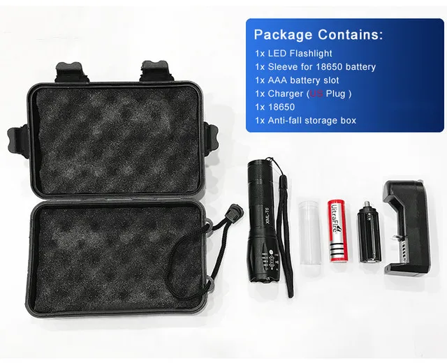 really cheap T6 rechargeable 18650 battery small mini torch LED flashlight zoom