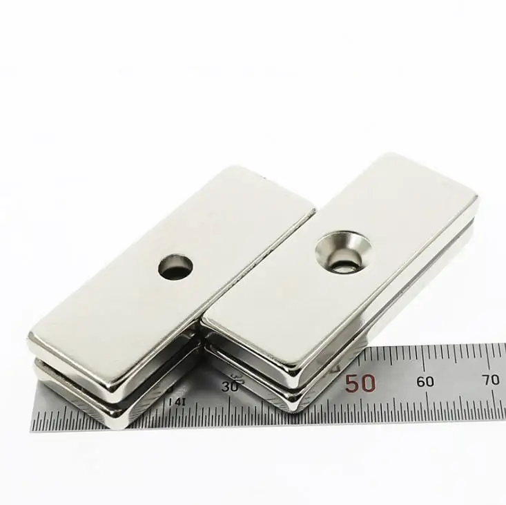 N35 N52 neodymium Permanent rectangle square block cup countersunk hole magnet block countersunk with countersunk hole