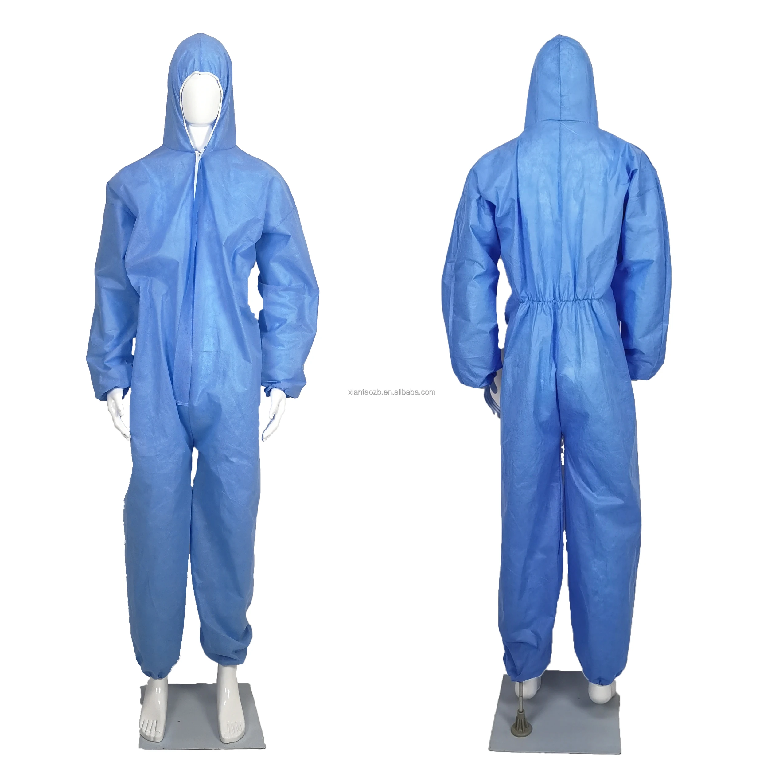 Blue Sms Protective Suit With Cap Disposable Protective Coveralls High Quality Wholesale Custom Protective Clothing Coverall