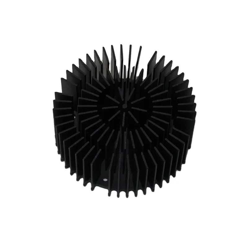 FM heatsink heat sink aluminum cold forging round black anodized alloy custom pin fin cob led 200mm manufacturers