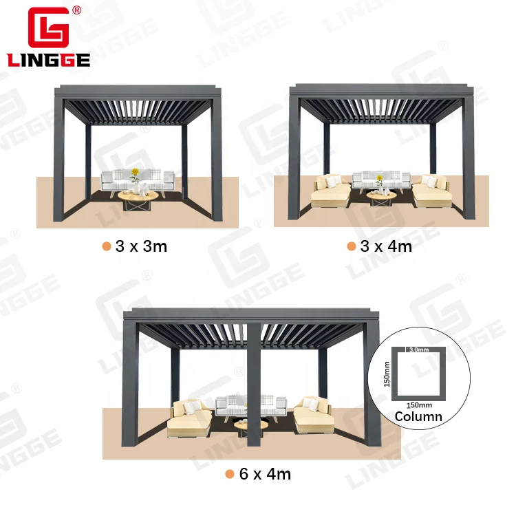 Garden Louver Roof Pavilion Customized Electric Aluminum Gazebo Waterproof Outdoor Pavilion No Rust Garden Gazebo