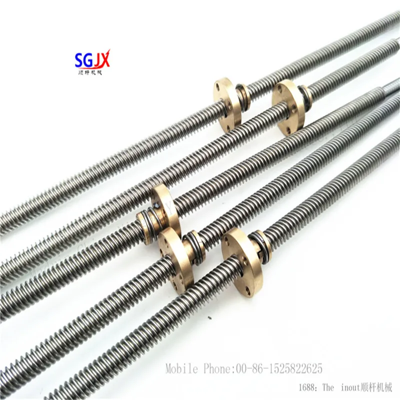 Printer accessories T8 Stepper motor trapezoidal lead Stainless Steel threaded rod with nut pitch 2 lead 8