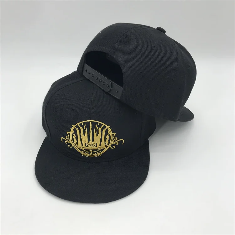Wholesale Hip Hop Caps With Custom Golden Embroidery Logo  , Fashion Snap back Hats  For Men With Custom Logo