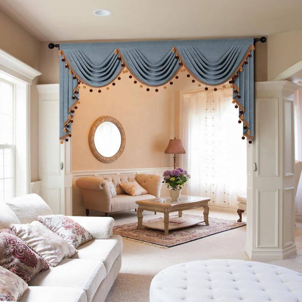 New Design Classic Style Chinese Curtain Valances for Living Room China Wholesale Velvet Soft Cortina Window Drapes Pelmet