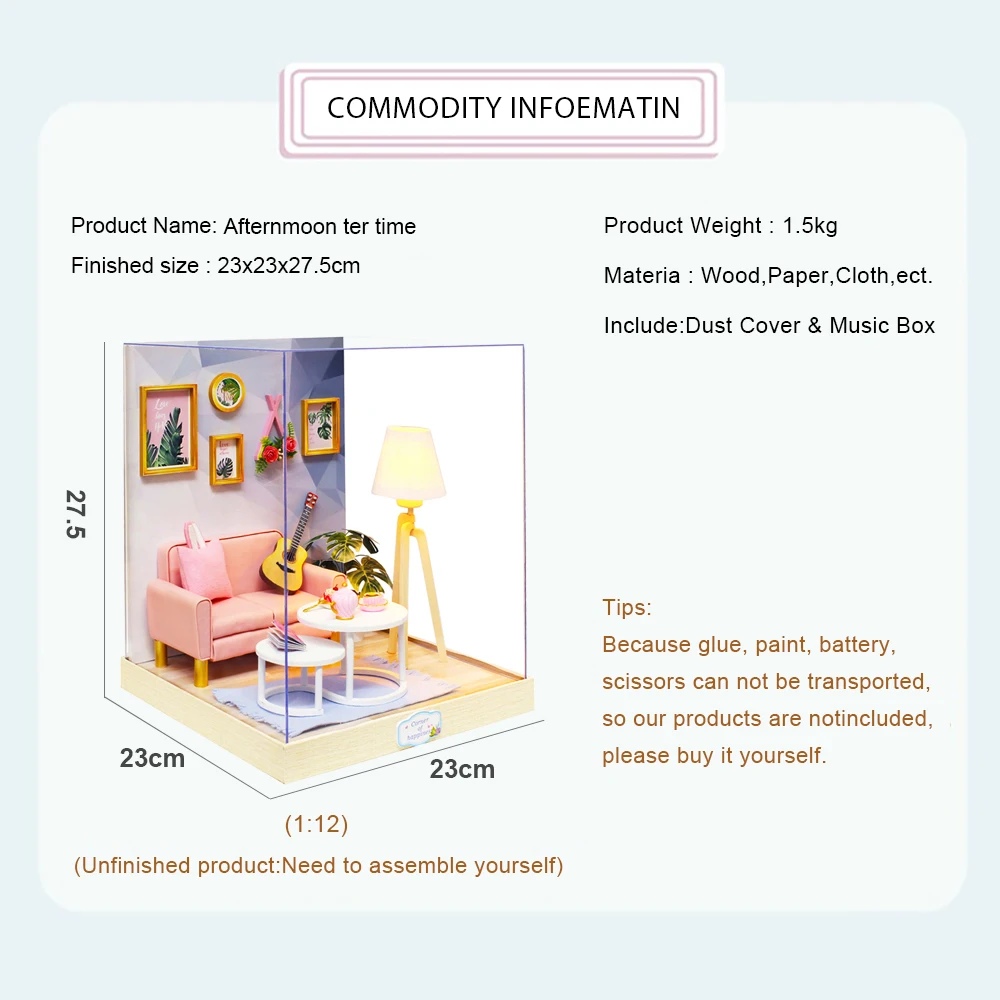 Tea Time Small Size Mini Toy Happy Corner Diy Doll House