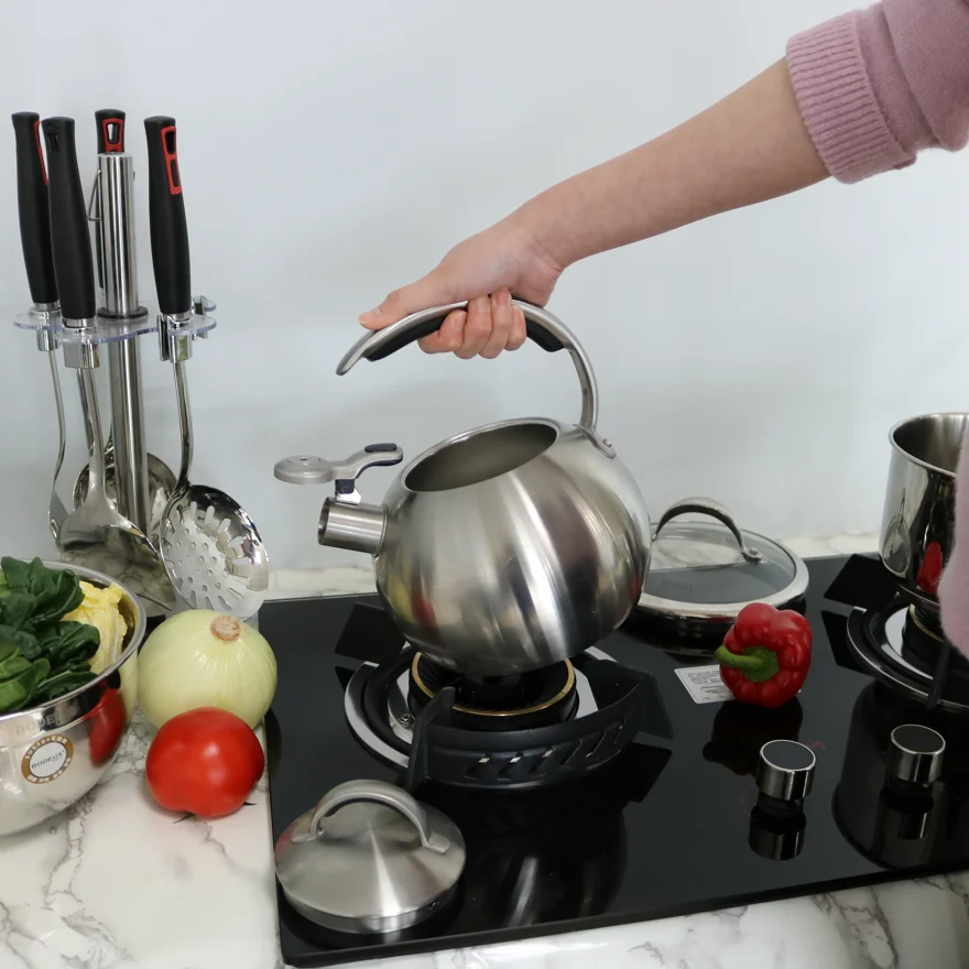 Customization Bakelite Silicone Steel Handle Tea Pot Stainless Steel Whistling Kettle Water Boiling Pot North American Kettle