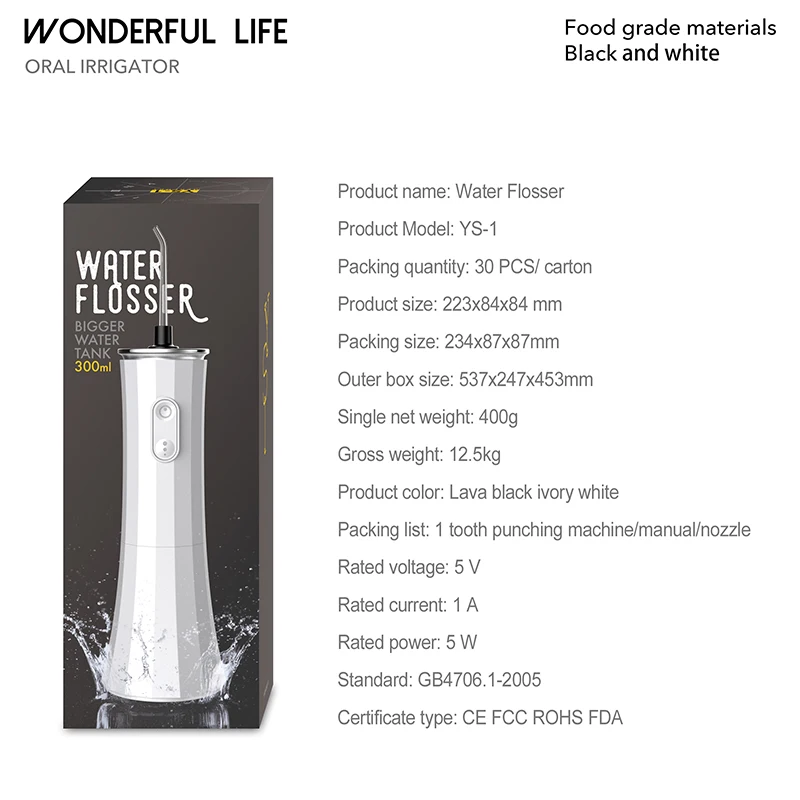 2021 Big Water Tank High Pulse 2000 mAh IPX7 Waterproof Dental Care Oral Irrigator Cordless Electric