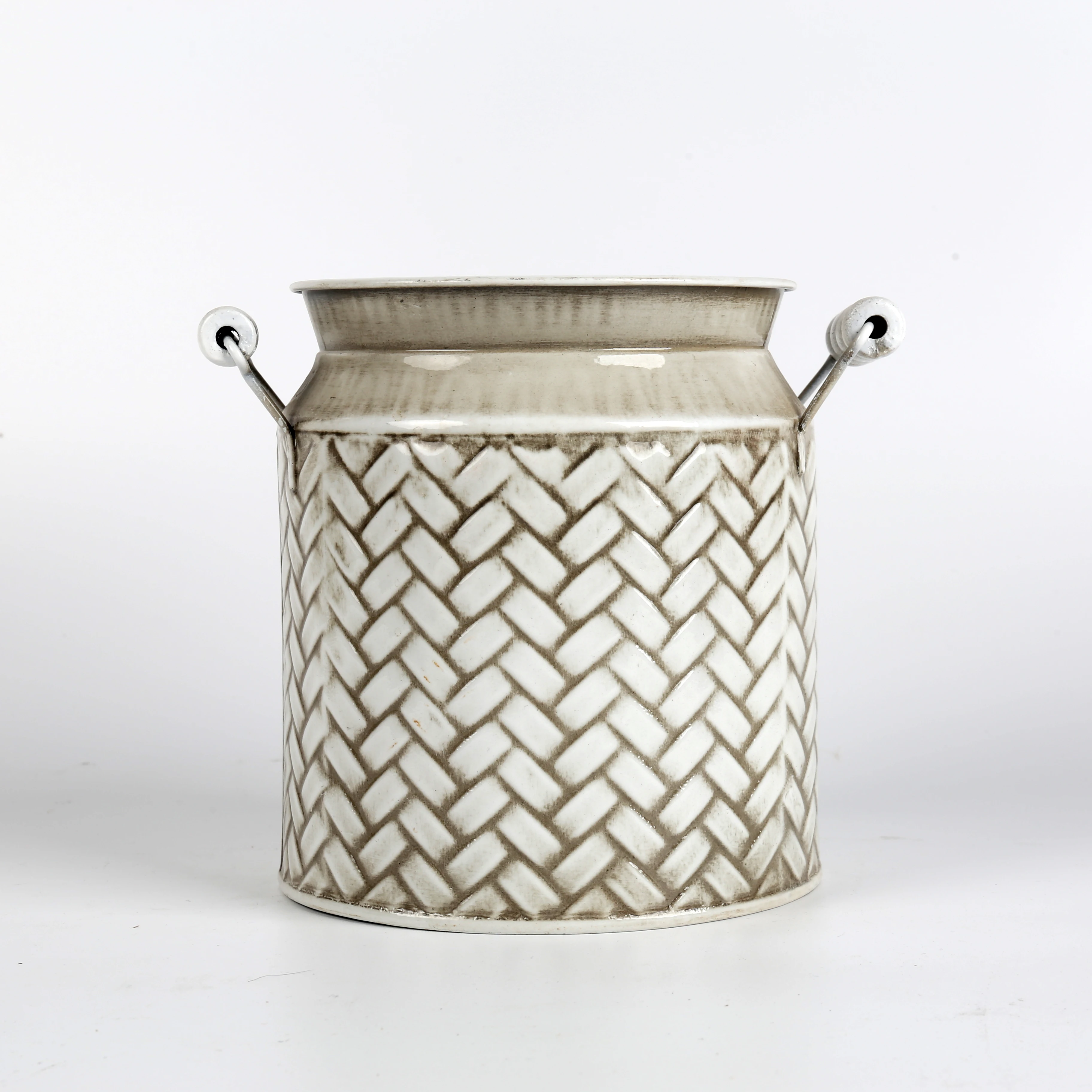 Белая металлическая ведерко в американском стиле ретро с распылителем, ведерко для цветов, садовое украшение, внутреннее украшение, контейнер для подарка