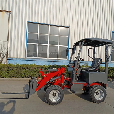 Mini 4wd electric wheel loader with quick attach pallet fork for horse/cattle farm/chicken coop