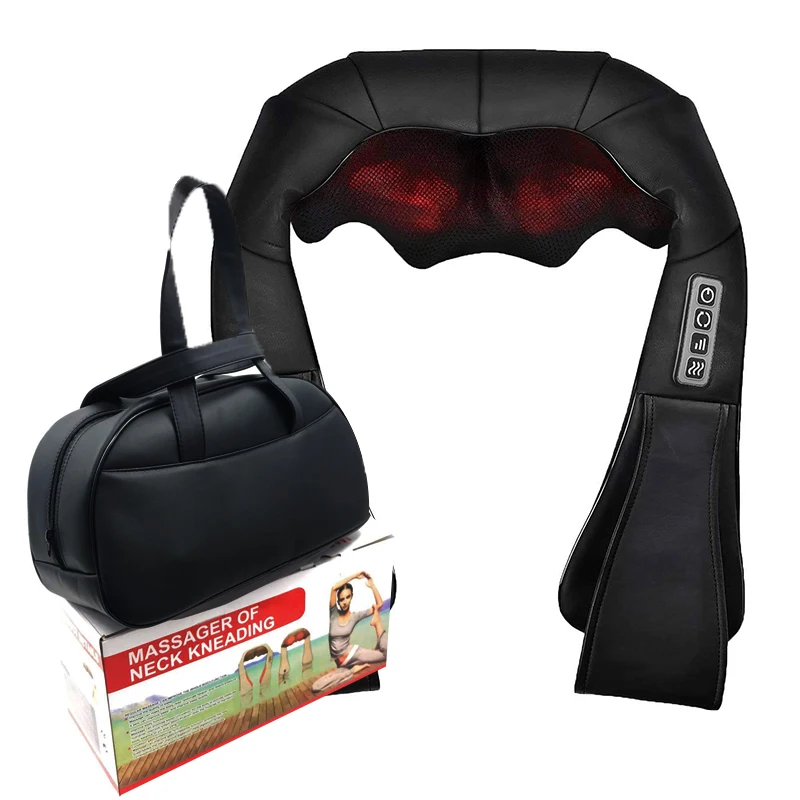2021 OEM ODM New best Rechargeable neck and shoulder heated kneading massager belt Cordless  back massage private label with bag