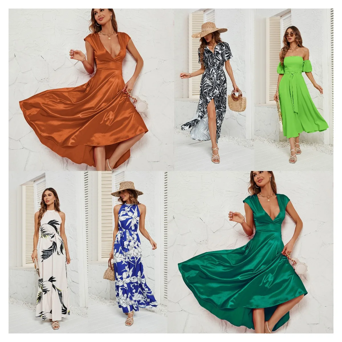 2024 Amazon cross-border foreign trade Europe station summer hot new dress female wholesale clearance sale