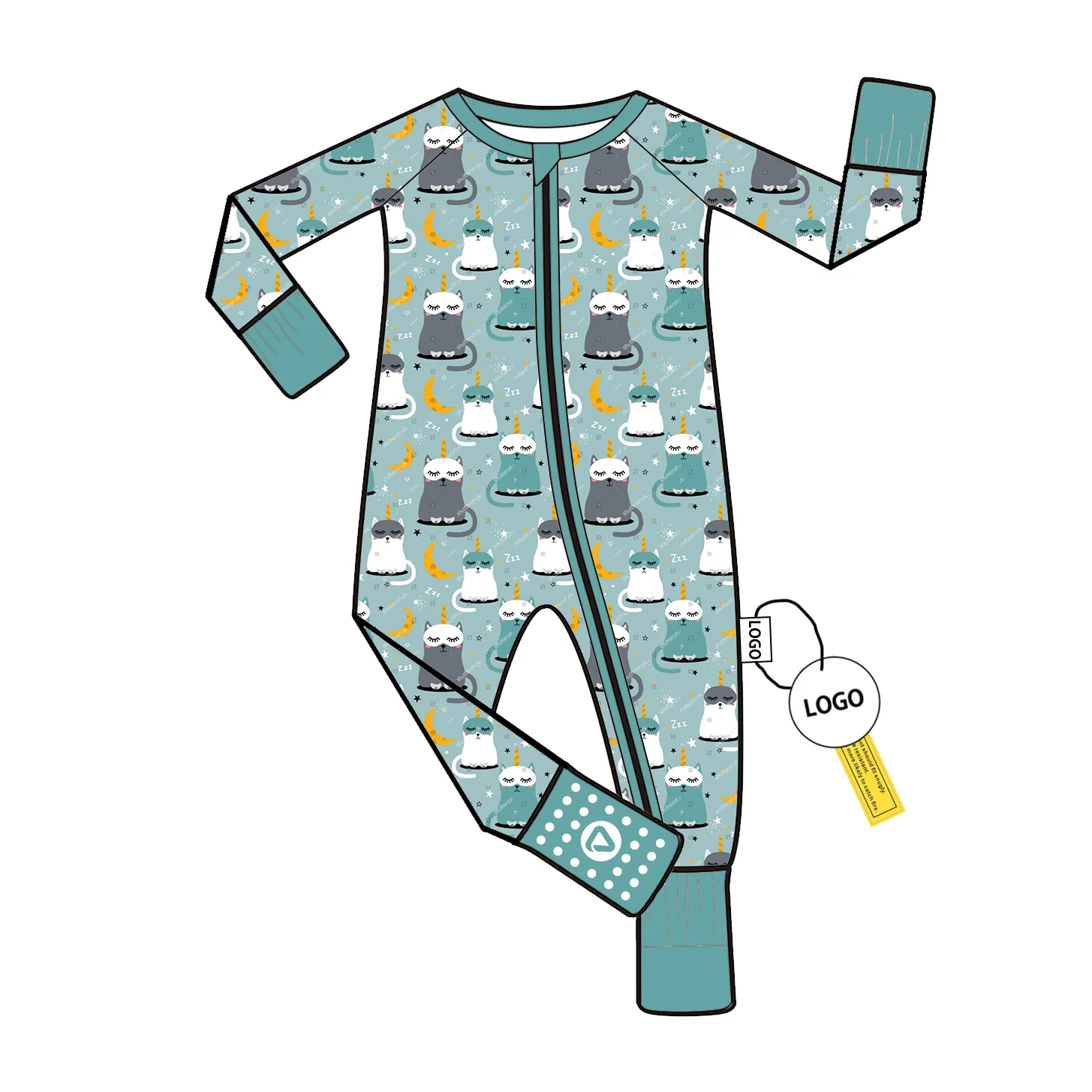 Bamboo Viscose Toddler Romper with Custom Print Sleepwear and YKK Zipper Footie for Newborns