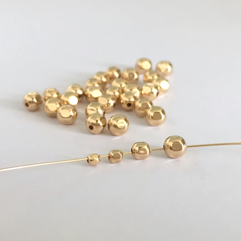 14K Gold Filled Beads for Jewelry Making 2mm 2.5mm 3mm 4mm 14 K Gold Filled Round Beads 14KT Gold Filled Ball Beads Waterproof
