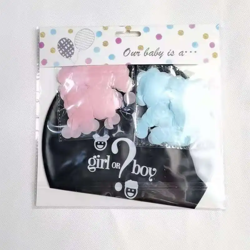 Gender Reveal Party Supplies Set with Pink and Blue Confetti Packs for Boy or Girl 36 inch Large Black Balloon